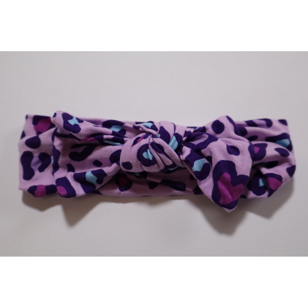 Little Sleepies Wild Hearts Knotted Headband Purple Leopard Heart NB-3T